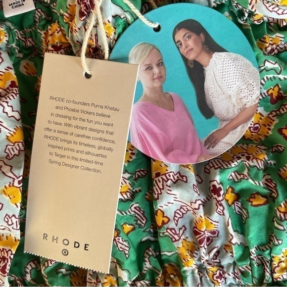 NWT RHODE x Target whimsical Green floral spaghetti Top crop size XXL - Picture 7 of 14